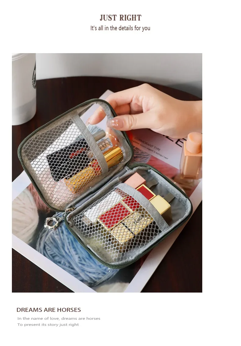 NEUE Tragbare Transparente Lippenstift-Tasche Kosmetik-Organizer Reise-Bluetooth-Kopfhörer Ladekabel-Etui – Detail 13