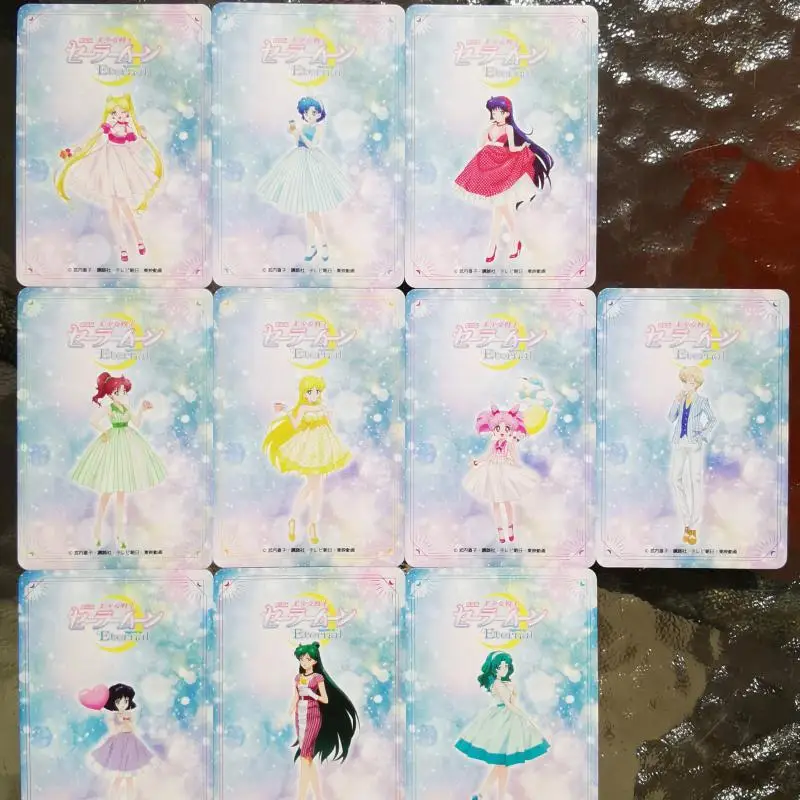 10Pcs/set Sailor Moon Tsukino Usagi Eternal Let's Party Party Wear Hot Stamping Flash Card Anime Game Characters Collection Card