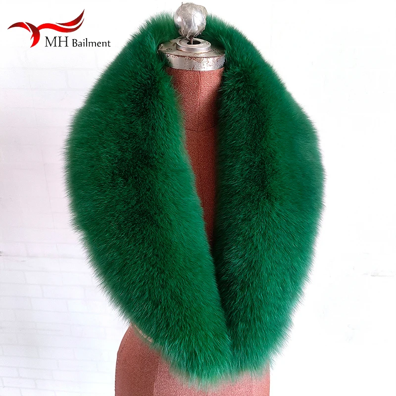 100% Real Fox Fur Collar Women Fashion Autumn Winter Warm Shawl Large Size Neck Warmer Fur Scarf Scarves Jacket Coat Universal