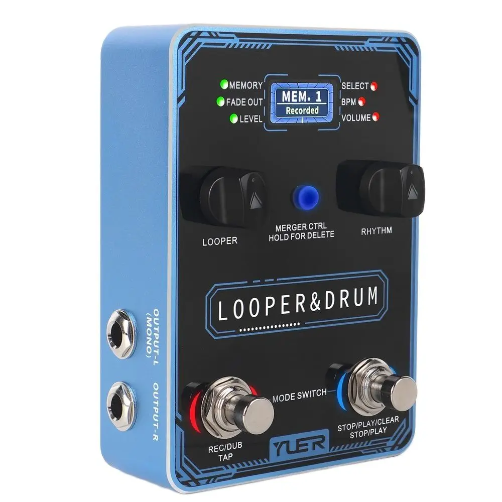 Guitar looper tambor máquina pedais de guitarra frase loops & drum 40 armazenamento 100 ritmos de tambor 10 metrônomos função guitarra baixo peças