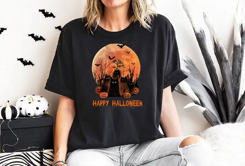 

Witch scary , funny Halloween shirt, Halloween Gift Shirt Friends Birthday, trick or treat, kids tee,Cat Pumpkin Night gothic