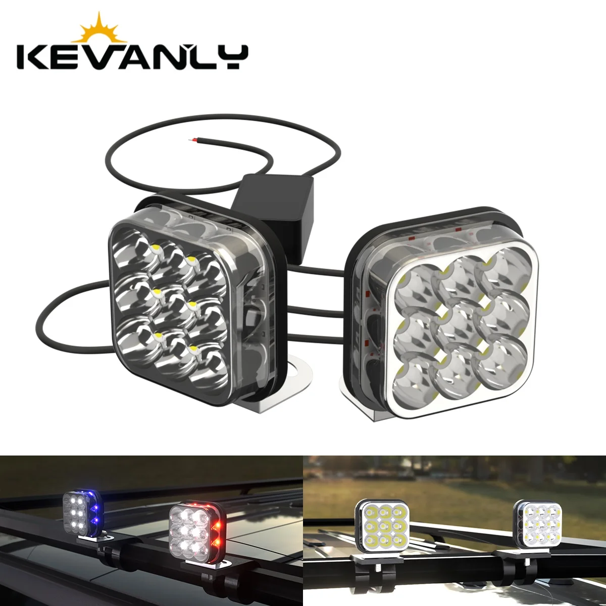 2in1 9 LED Work Light Shooter Pods Combo Off Road Red Blue Strobe Light with 3 Modes Memory Function for Car 4x4 Truck ATV Boat