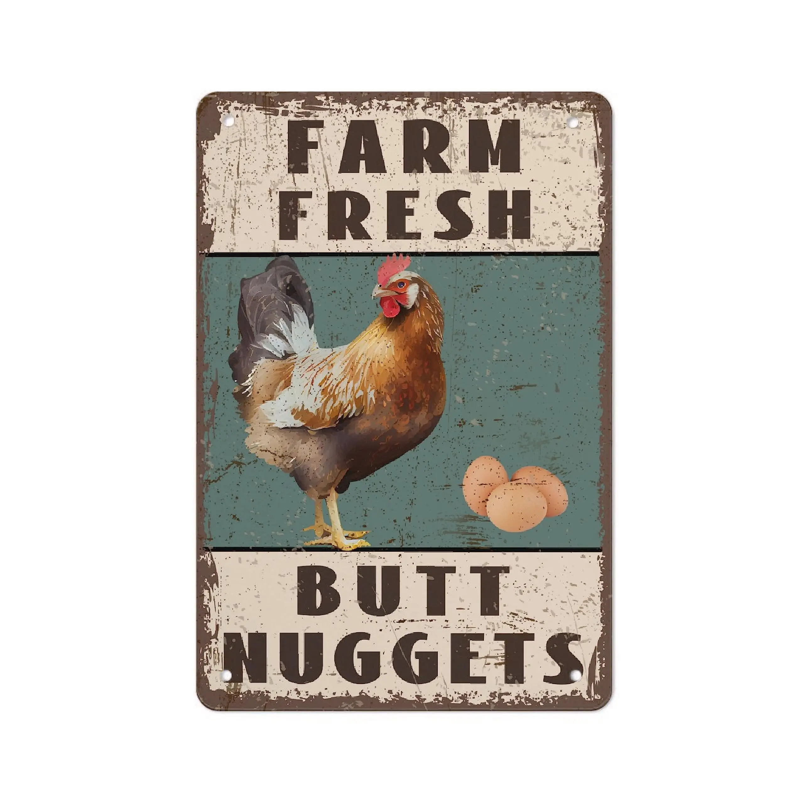  Chicken Metal Sign Aluminum Farm Fresh Butt Nuggets Vintage Metal Poster  Print Painting Sign Wall Art Decor Retro Plaque For H