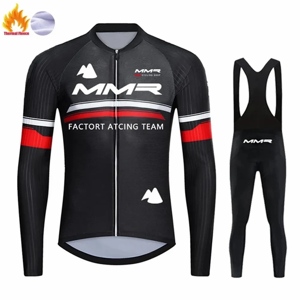 

Winter Cycling Clothing MMR Men's Long Sleeves Cashmere Wool Cycling Jersey Set Thermal Fleece Jackets Road Bike Road Uniform