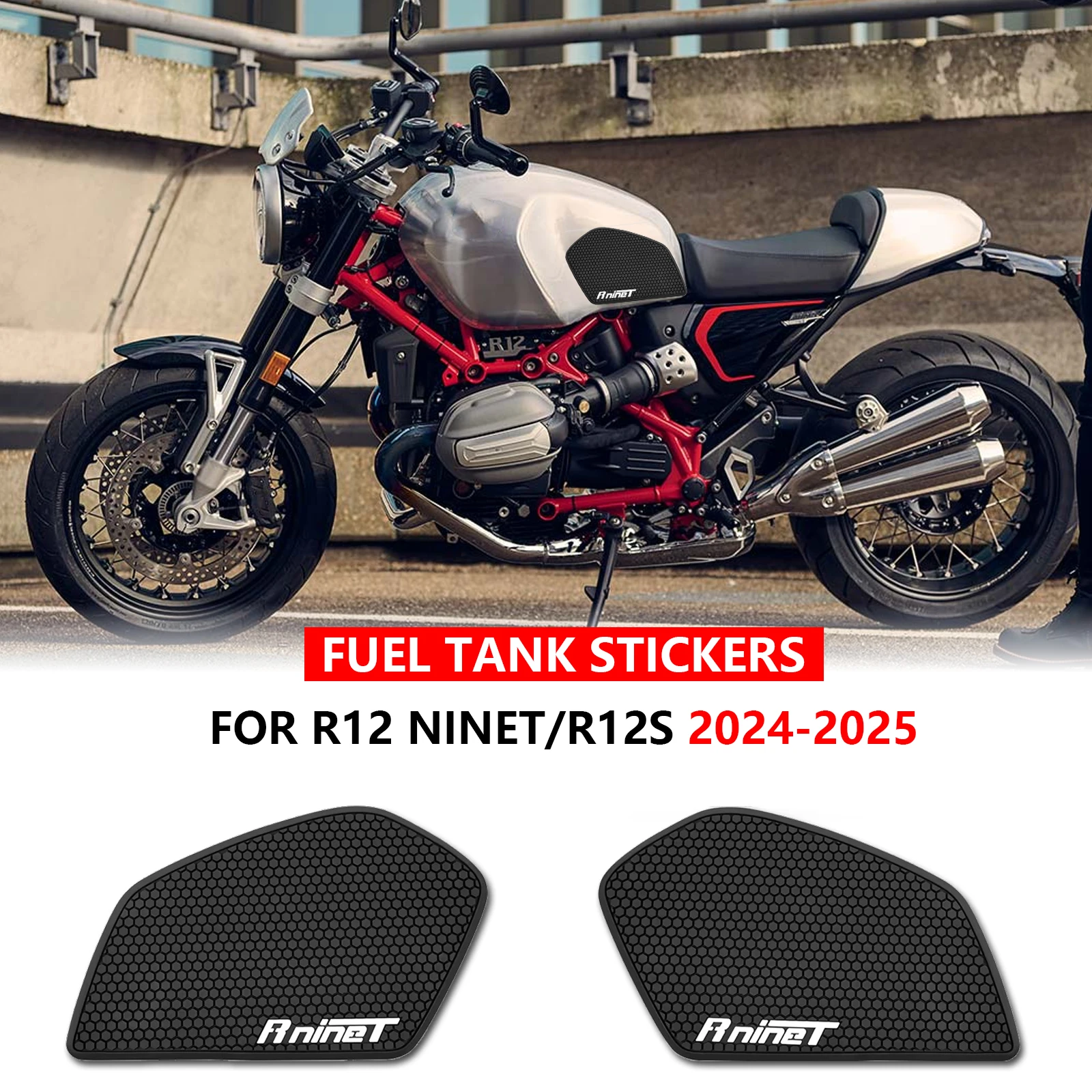 ل R12 nineT r12 تسعة T R12S 2024-2025 وسادة خزان الوقود دراجة نارية خزان الوقود وسادة خزان الوقود وسادة تثبيت المضادة للانزلاق ملصق
