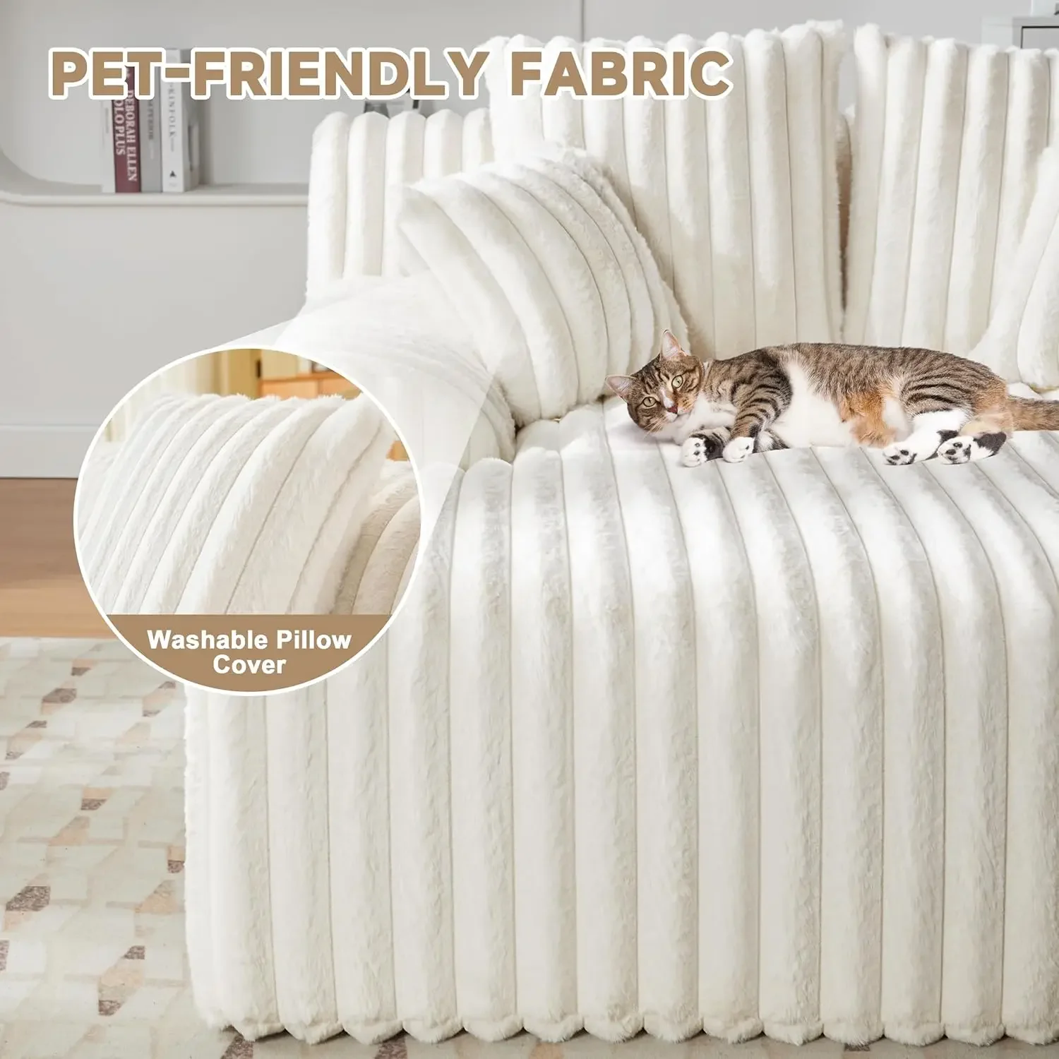 [مخزون محدود، اشتر الآن! ] كرسي صالة كبير الحجم مقاس 53.5 بوصة عرض داخلي، كرسي أريكة بدون عظم مع 4 وسائد، كراسي قراءة مريحة