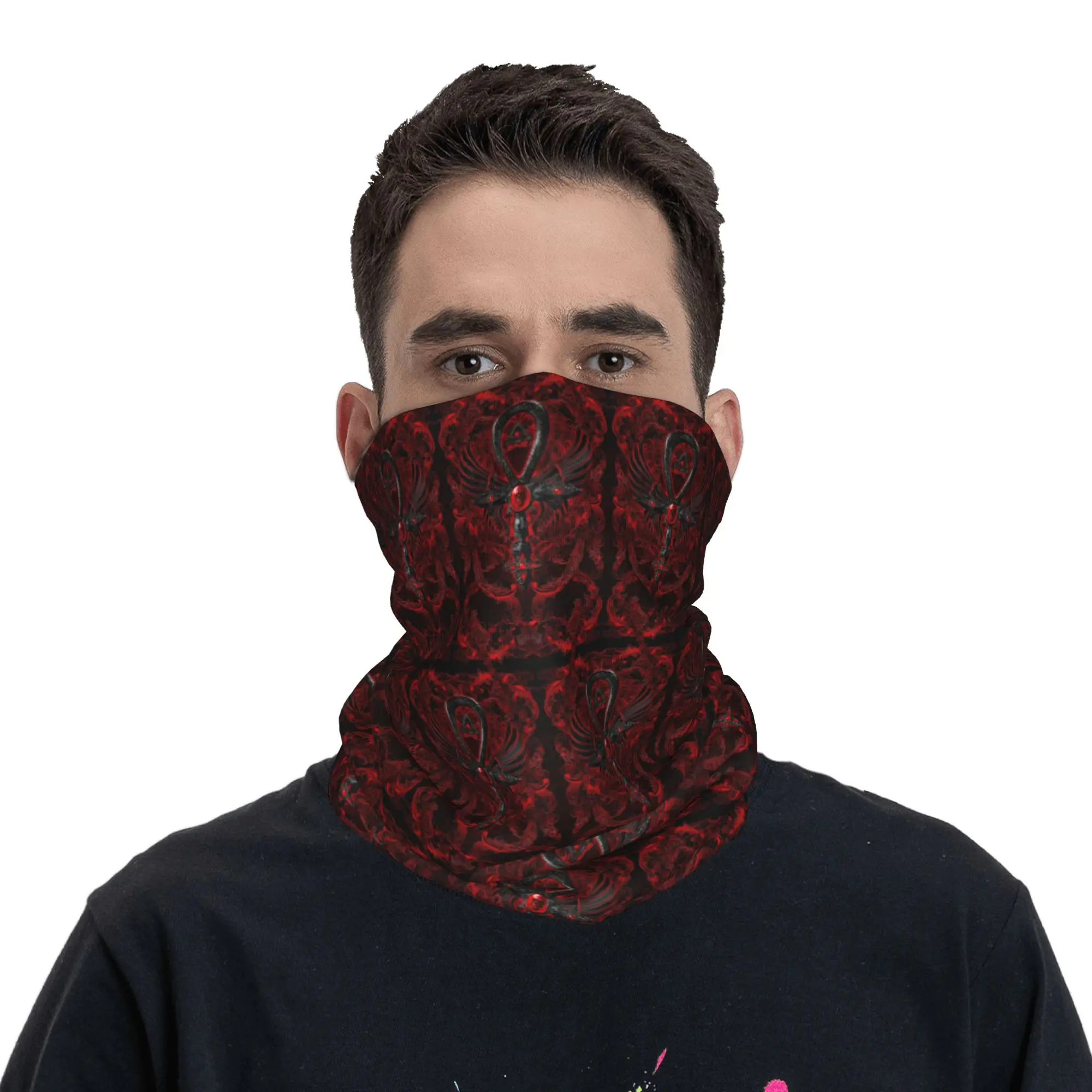 Gothic Floral Skull Cross Bandana Neck Gaiter Printed Mask Scarf Multi-use Balaclava Cycling For Men Women Adult