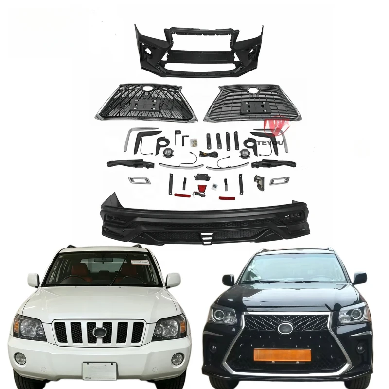 Suitable for Toyota Highlander Kluger XU20 2001-2007 Upgrade to Lexus Style Rear Bumper Assembly Front Grille Body Kit