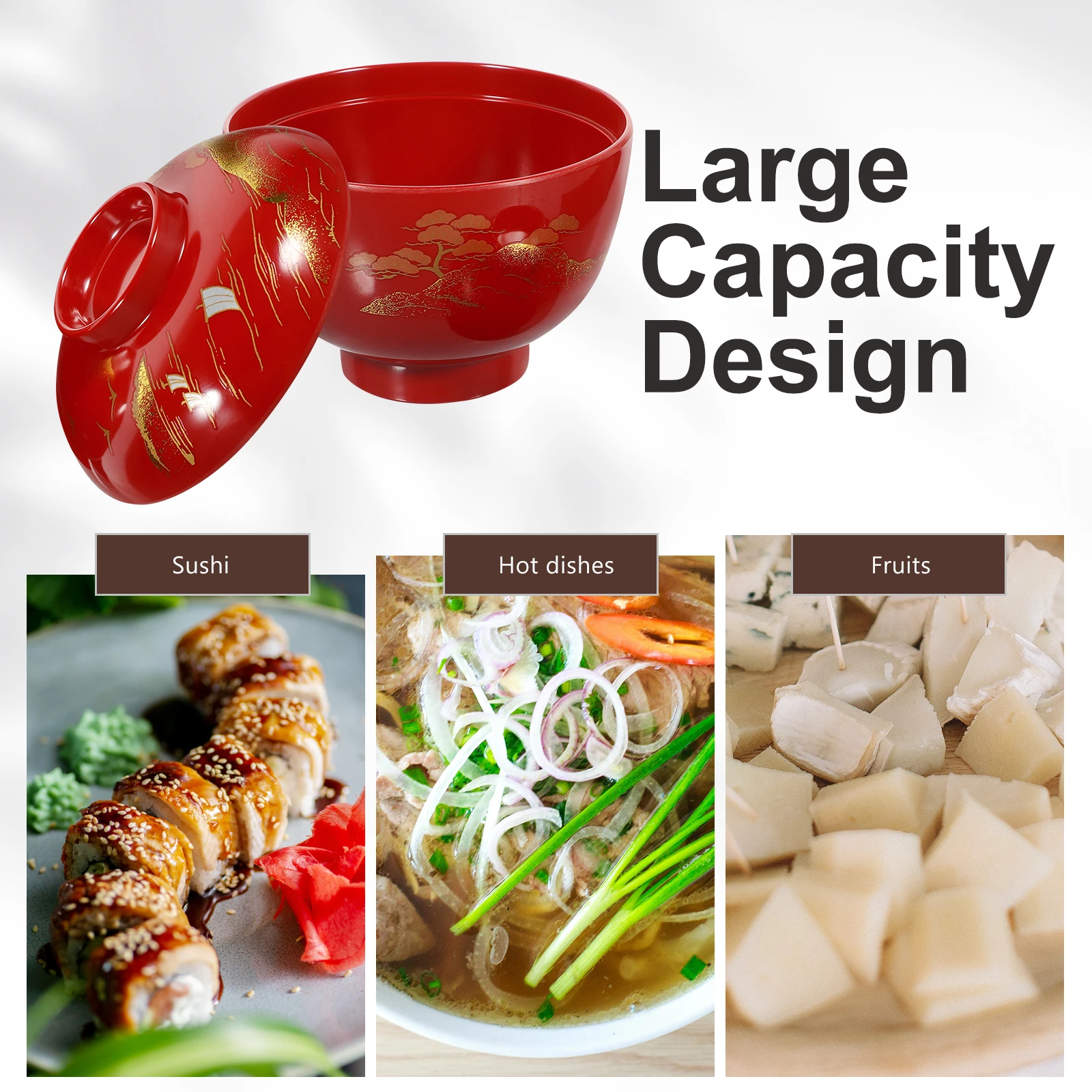 

1pc MisoSoupBowlJapaneseRiceLiddedFoodContainerMultifunctionalMelamineRamenBowlsAsianKitchenwareHomePartyTableware