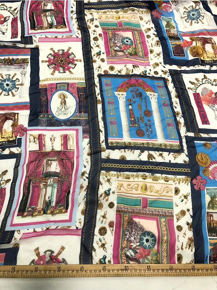 1 meter 100% Mulberry Silk 10 momme Thin Crinkle Georgette Silk Fabric Colorful Fashion Print 140cm 55