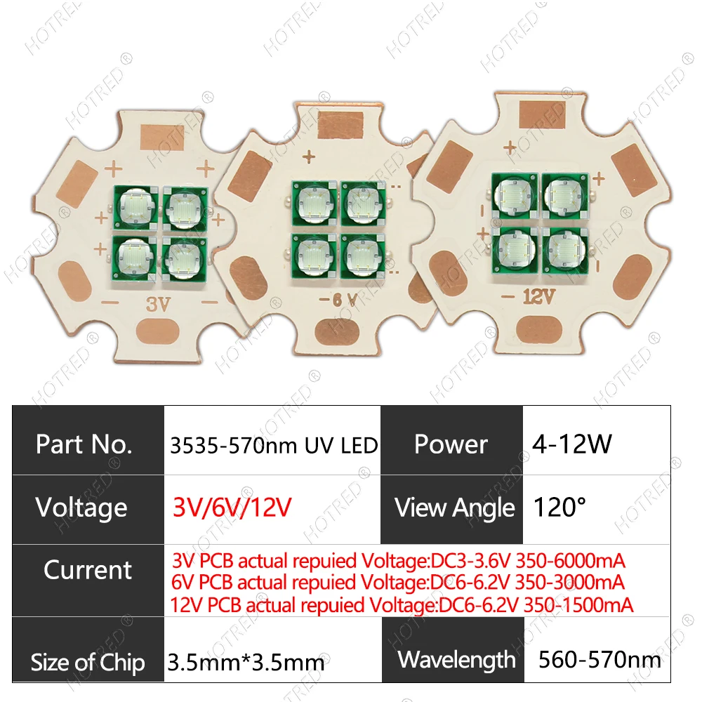 DC3V/6V/12V LED Diode 10W 12W 3535  Blue Green Cyan 565nm 570nm 575nm Beads Lamp Mosquito Repellent Alleviate Dementia DIY Parts