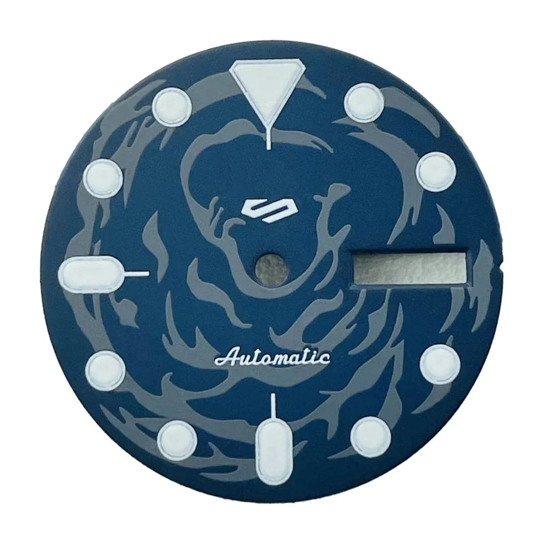 قطعة واحدة من قرص ساعة Lume باللون الأخضر الكرتوني الفني مناسبة لحركة NH35/36 ملحقات أجزاء تعديل إبداعية متينة