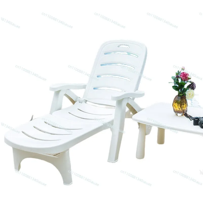 

Plastic Folding Lounge Chair Beach Chair Swimming Pool Outdoor Backrest Reclining Dual-purpose Reclining Chair