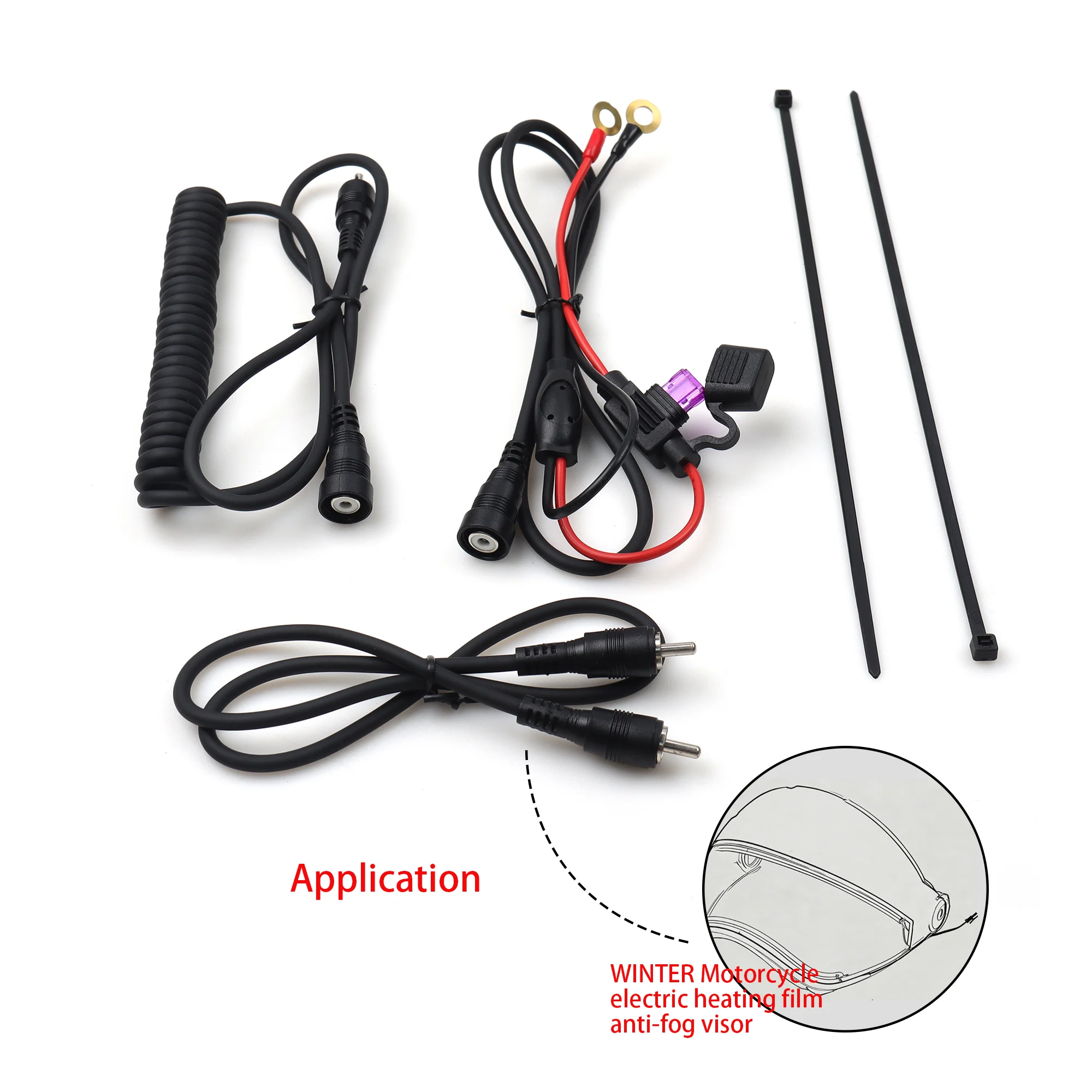 【LANO】 RCA male to male/female, RCA female to Ring terminals Cold-resistant cable for  WINTER Helmet heating film anti-fog visor