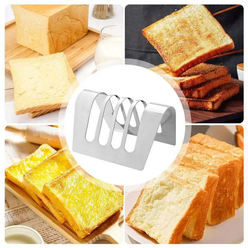 Toast Slice Rack 4 Or 6 Slots Slice Toast Rack Holder Loaf Stand Organizer Non-Stick Rectangle Stainless Food Cooling Kitchen