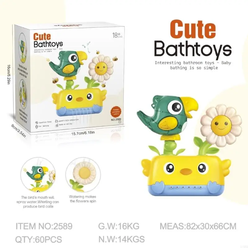 Copa succión Sprovalador agua montada Flor giratoria Baby Bathing Bathom Shower Juguete para reconocimiento color