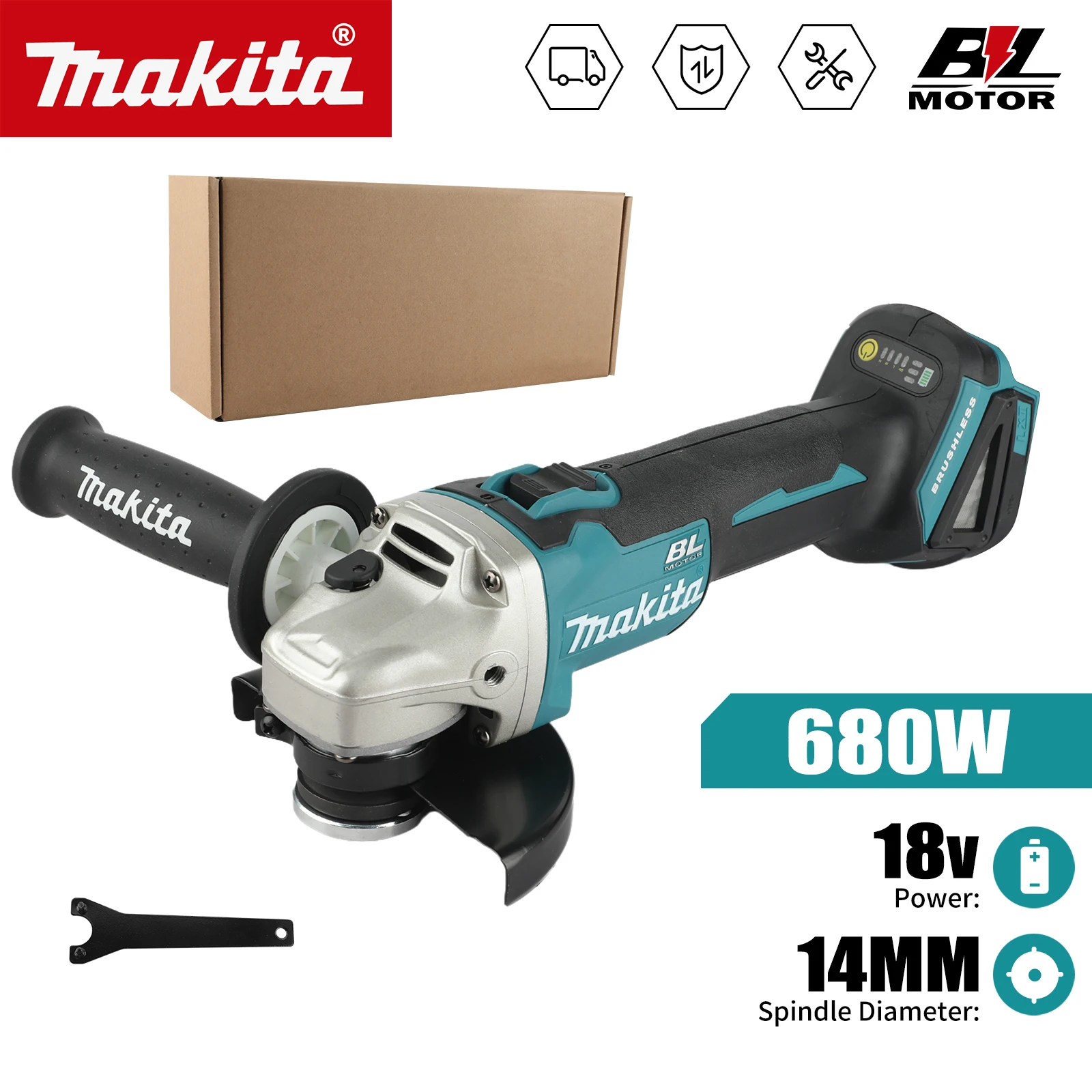 

Makita DGA504 125mm Brushless Angle Grinder 18v Cordless Grinding Machine Cutting Four speed adjustable speed Angle Grinder