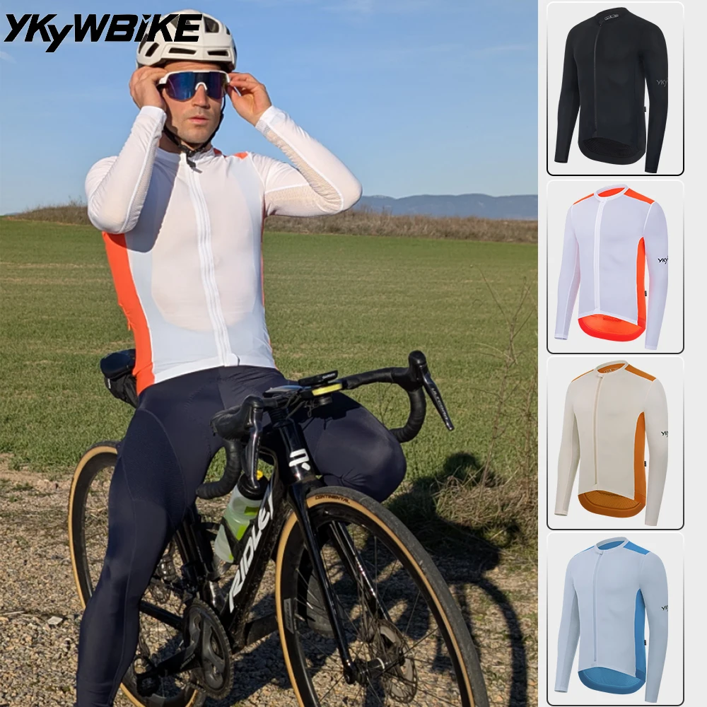 

YKYW 2025 Spring Summer Cycling Jersey Men's Breathable Pro Team Long Sleeve Bicycle Tops Road BikeTight Shirt Sport Clothing
