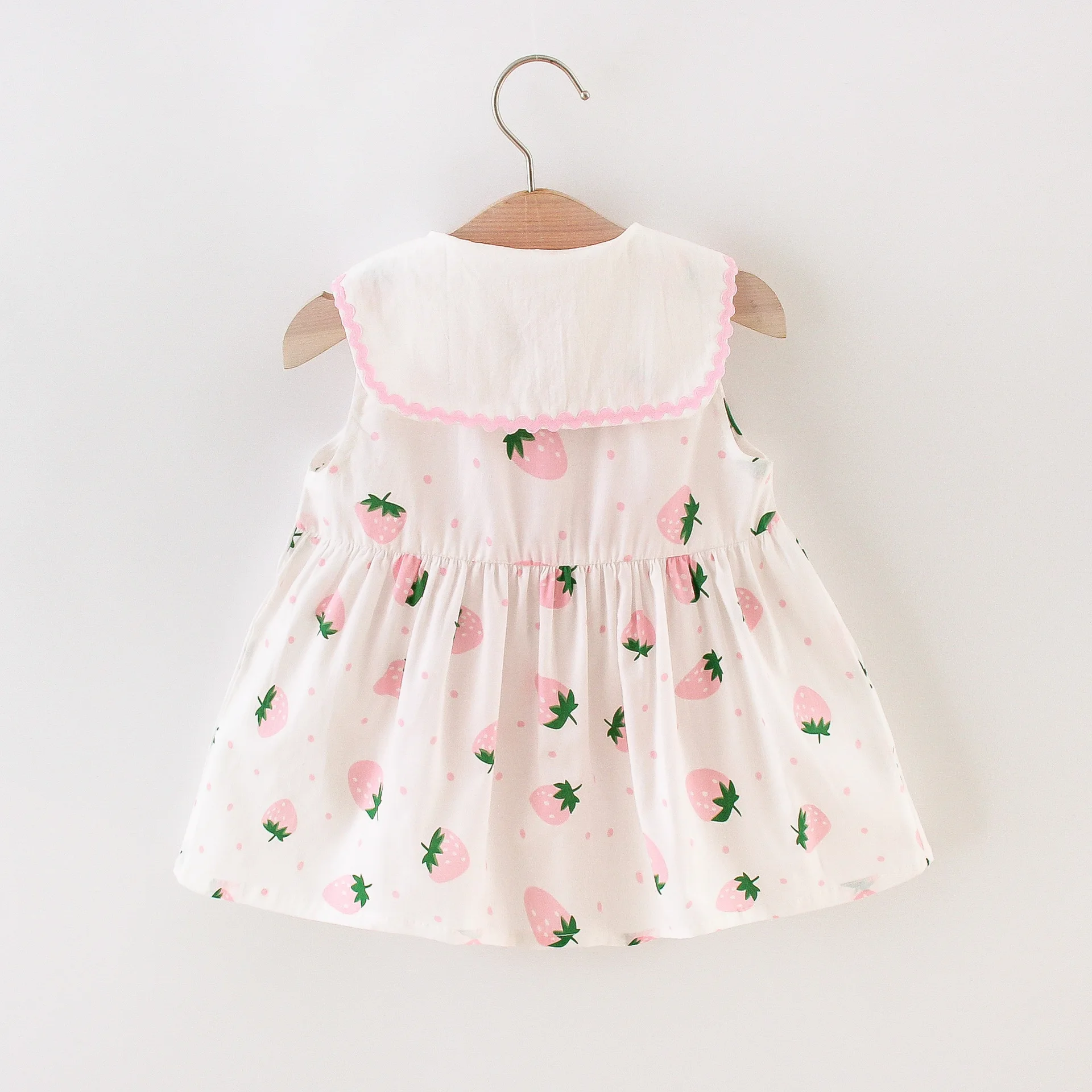 2/piece set of summer girls dress bag cartoon strawberry print tie lapel sleeveless princess dress for baby girls