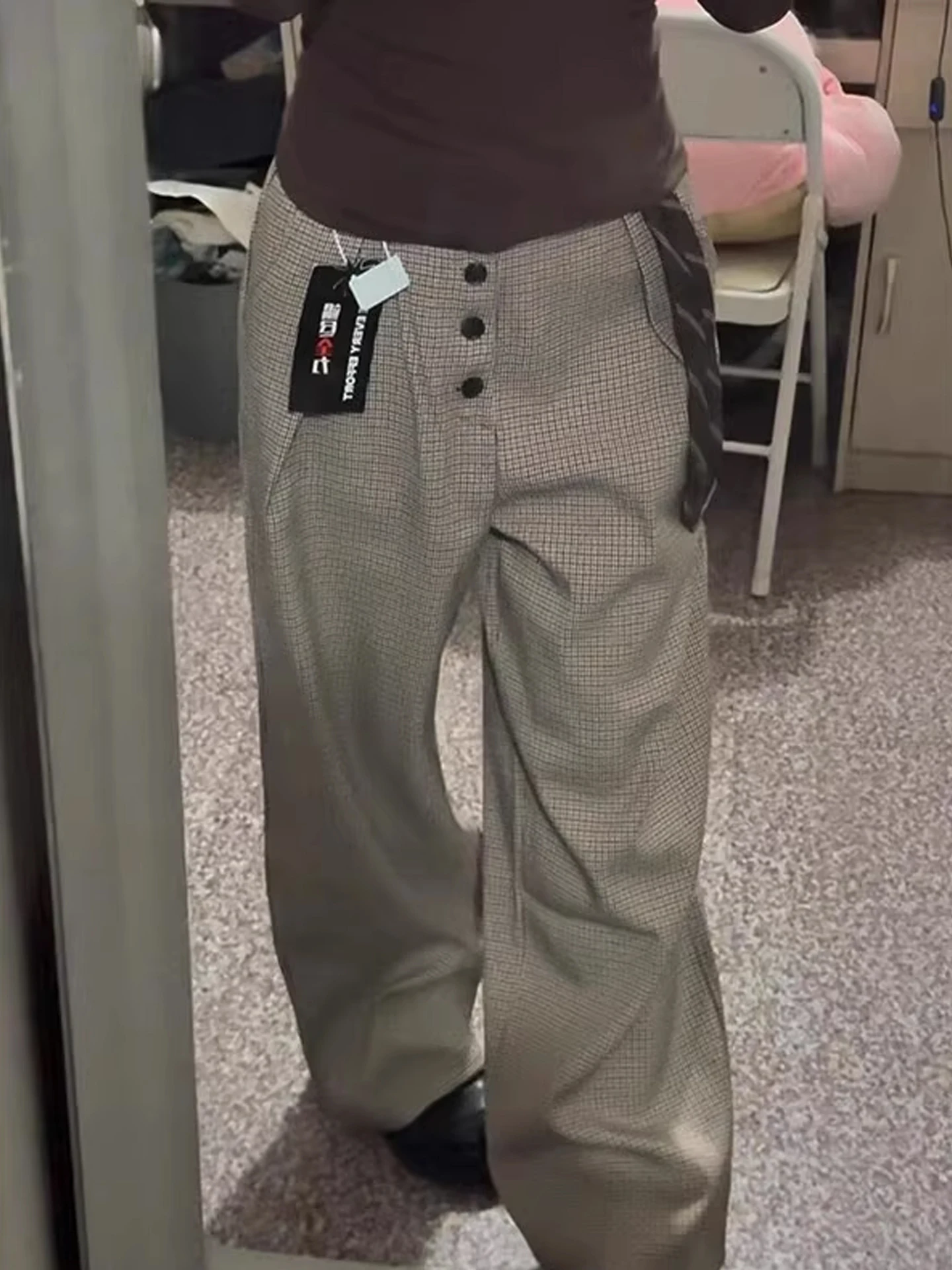 

Мужские повседневные брюки в полоску в американском стиле ретро на пуговицах с высокой талией, широкие длинные брюки трапециевидной формы, удобные драпированные брюки для отдыха