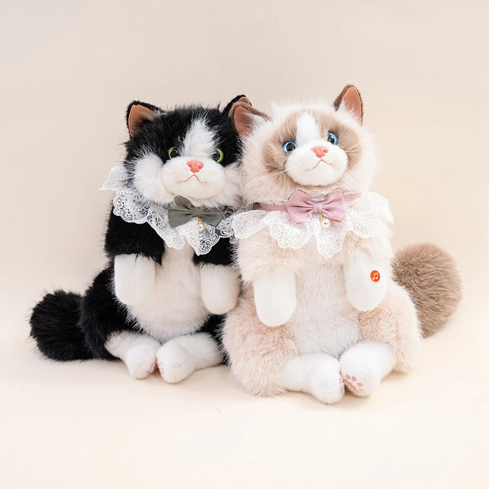 Sac à dos Ragdoll pelucheux mignon, sac chat Ragdoll gris, jouets en peluche, sac à bandoulière chat Kitty noir, cadeaux fonctionnels en peluche pour anniversaire