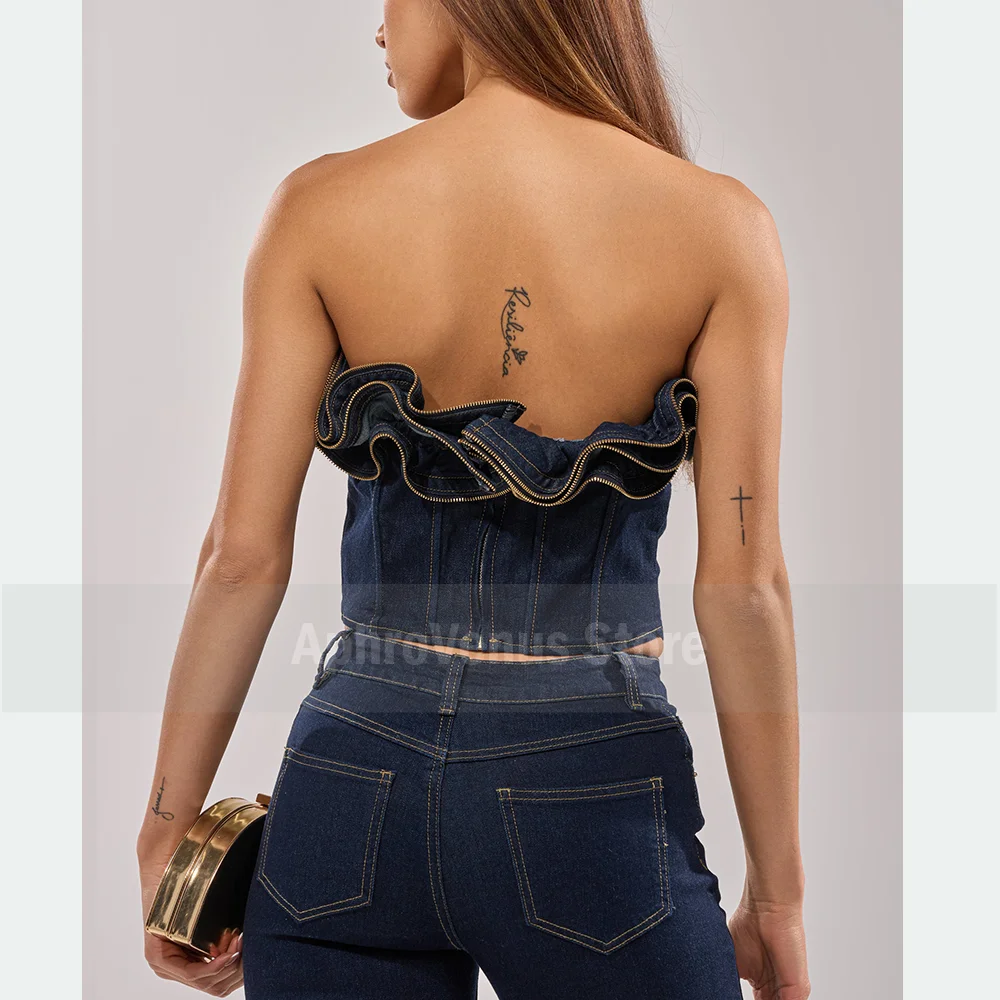 Top Corsetto in Denim Y2K da D - Women Fashion Jeans Top recensione e prezzo