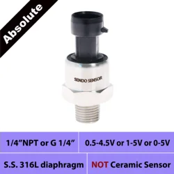 1 4 in NPT g1 4 thread air sensor pressure 30 50 psi 75 15psia 1mpa 10bar 600kpa absolute 5V 12V dc supply AISI 316L diaphragm
