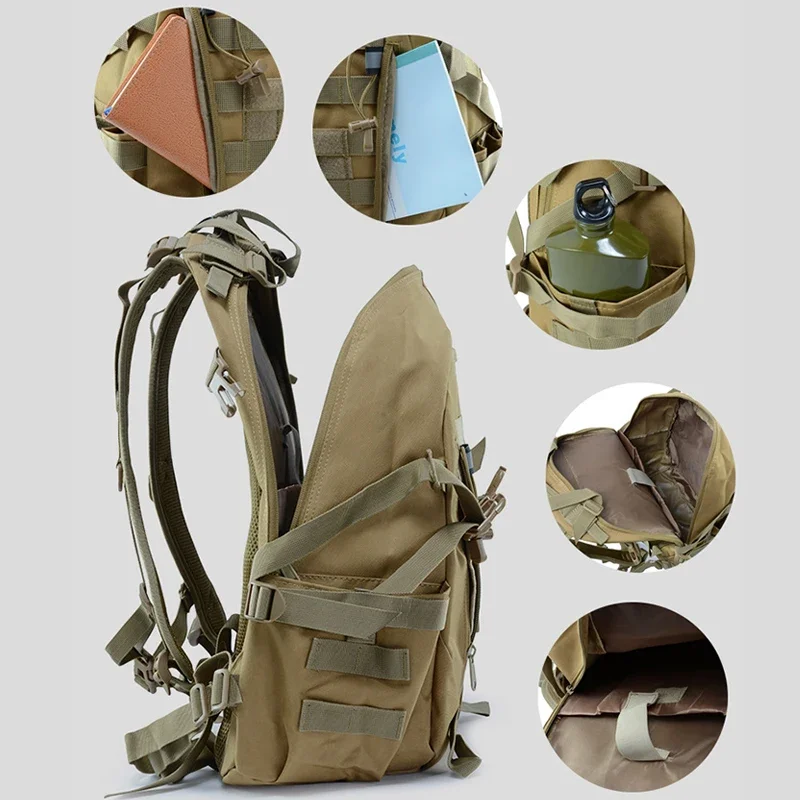 Mochila de camuflaje para viajes al aire libre, bolsa táctica de gran capacidad, impermeable, senderismo, escalada, 40L