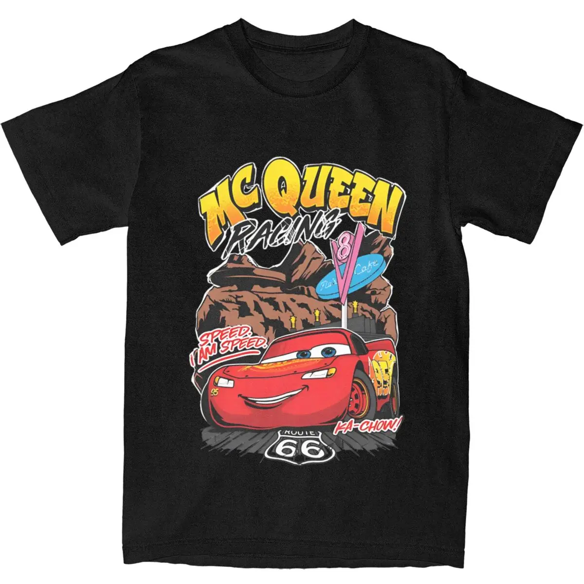 Lightning McQueen - T-Shirt Hip Hop T-Shirts Short Sleeves Vintage Tops Summer Cotton O Neck Oversized Top Tees