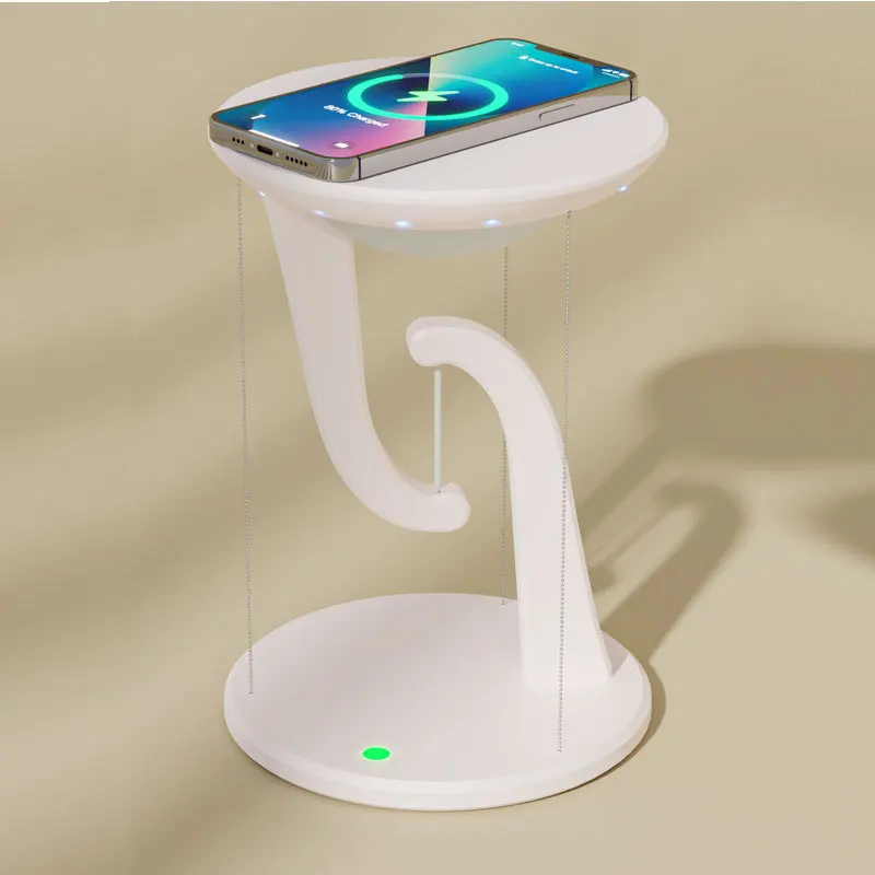 Anti-Gravity Suspending LED Desk Lamp with Wireless Charger, Creative Floating Table Lamp Bedroom Ambient Night Light