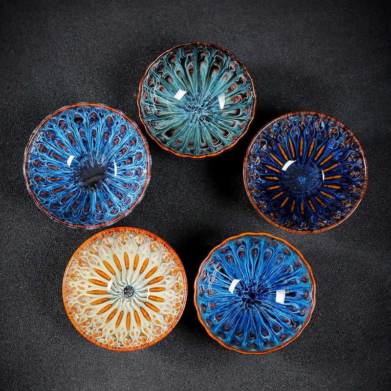 

Jian Zhan Kiln Change Ceramic Master Cup Pair Chinese Ming Style Kung Fu Tea Cups Gift Box Set Handmade Porcelain Teaware