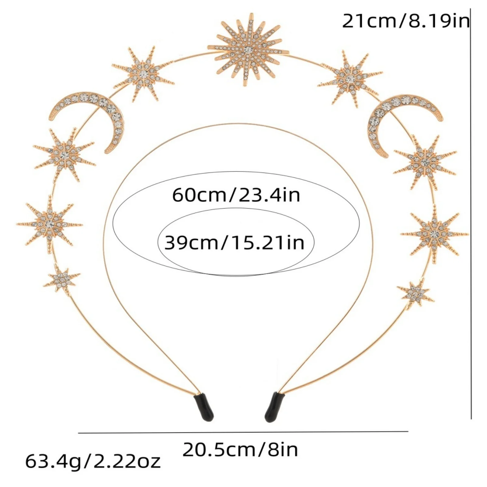 1PC Sun Moon Star Headband For Women Rhinestone Celestial Hair Hoop Goddess Halo Tiara Fashion Hair Accessory For Wedding Party - view 6