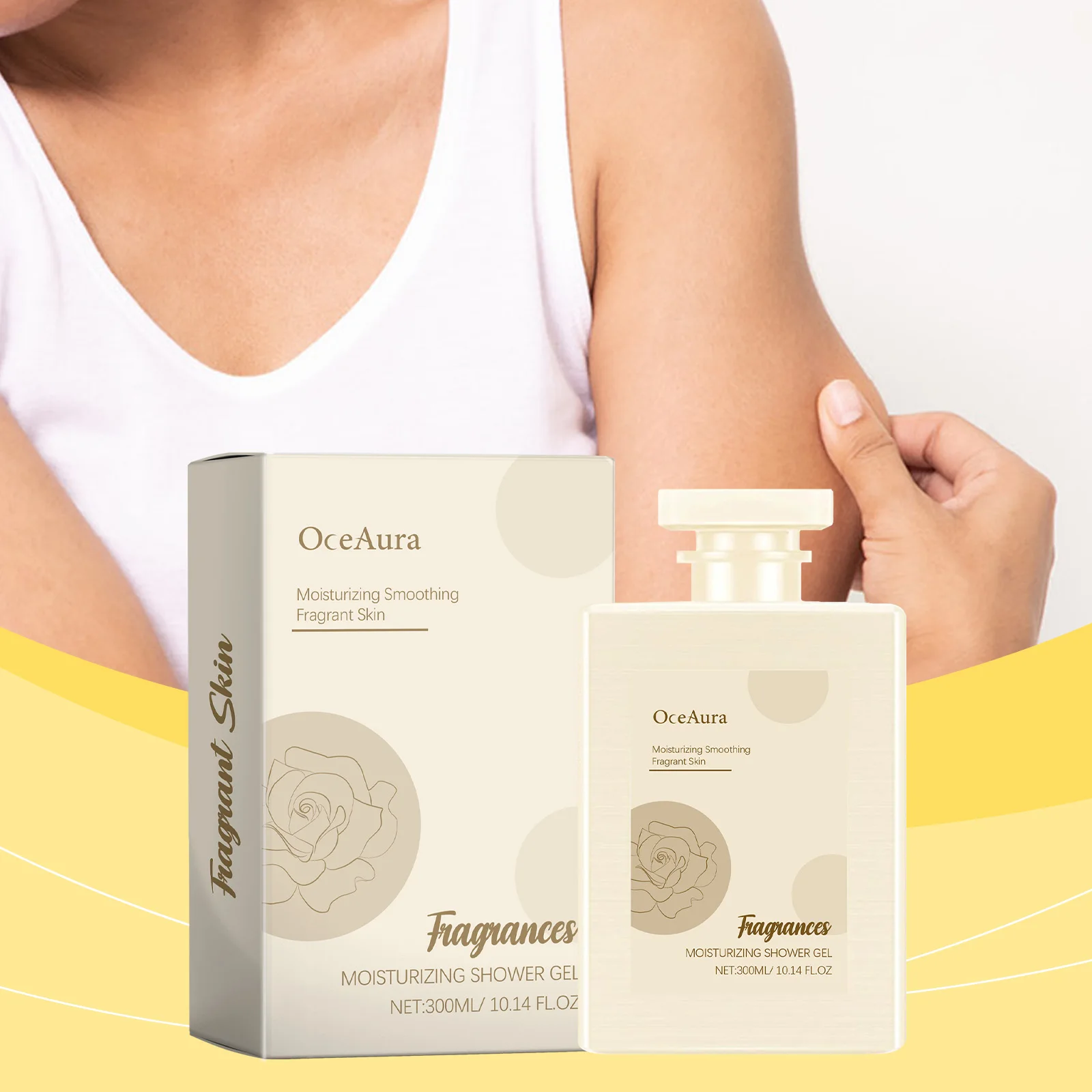 모이스춰라이징 샤워 젤 - 부드럽고 향기로운 피부를 위한 수분 공급 바디 워시, 300ml/10.14 Fl Oz, 영양이 함유된 럭셔리 목욕 젤