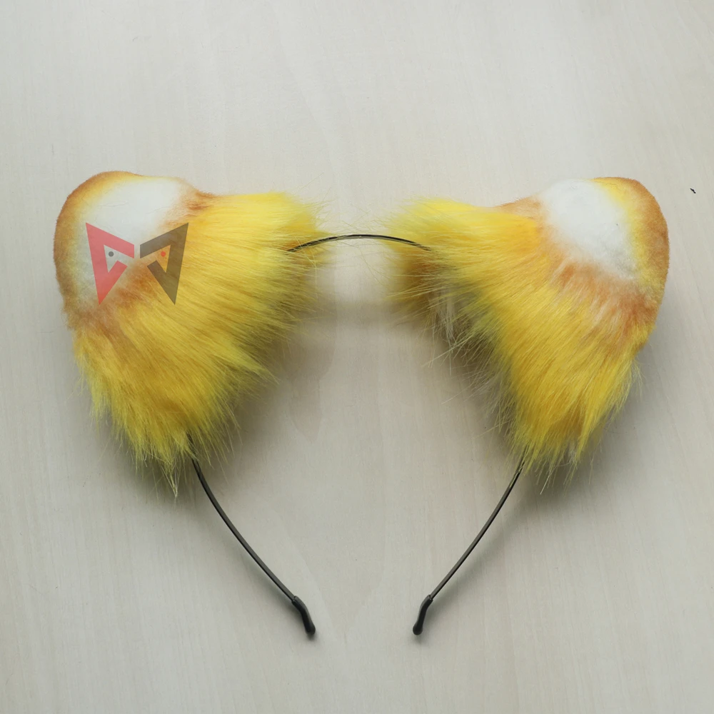 Red Yellow Bear Ears Hairhoop Beast Style Cosplay Earrings Headwear For Girl Women Costume Accessories Hand Made Work