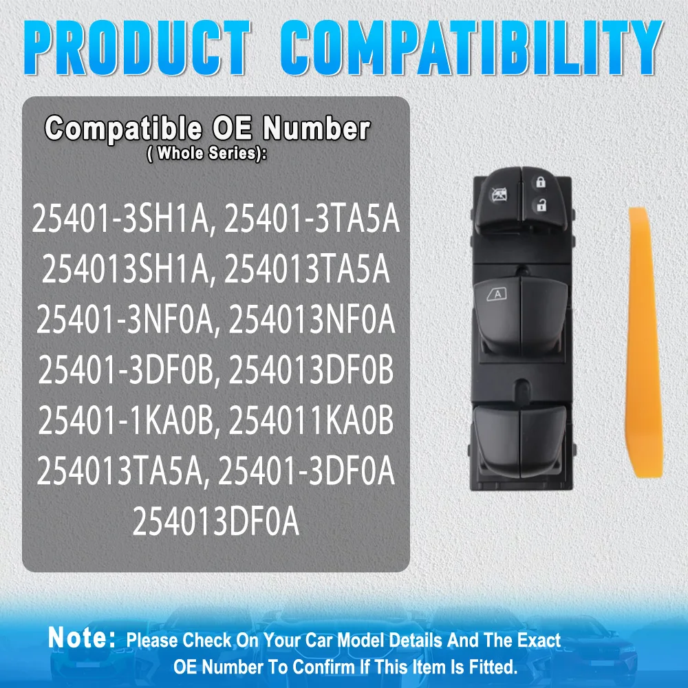 مفتاح التحكم الرئيسي في نافذة الطاقة لنيسان ألتيما الحدود ليف روج سينترا 2013 2014 2015 2016 2017 2018 25401-3TA5A #6