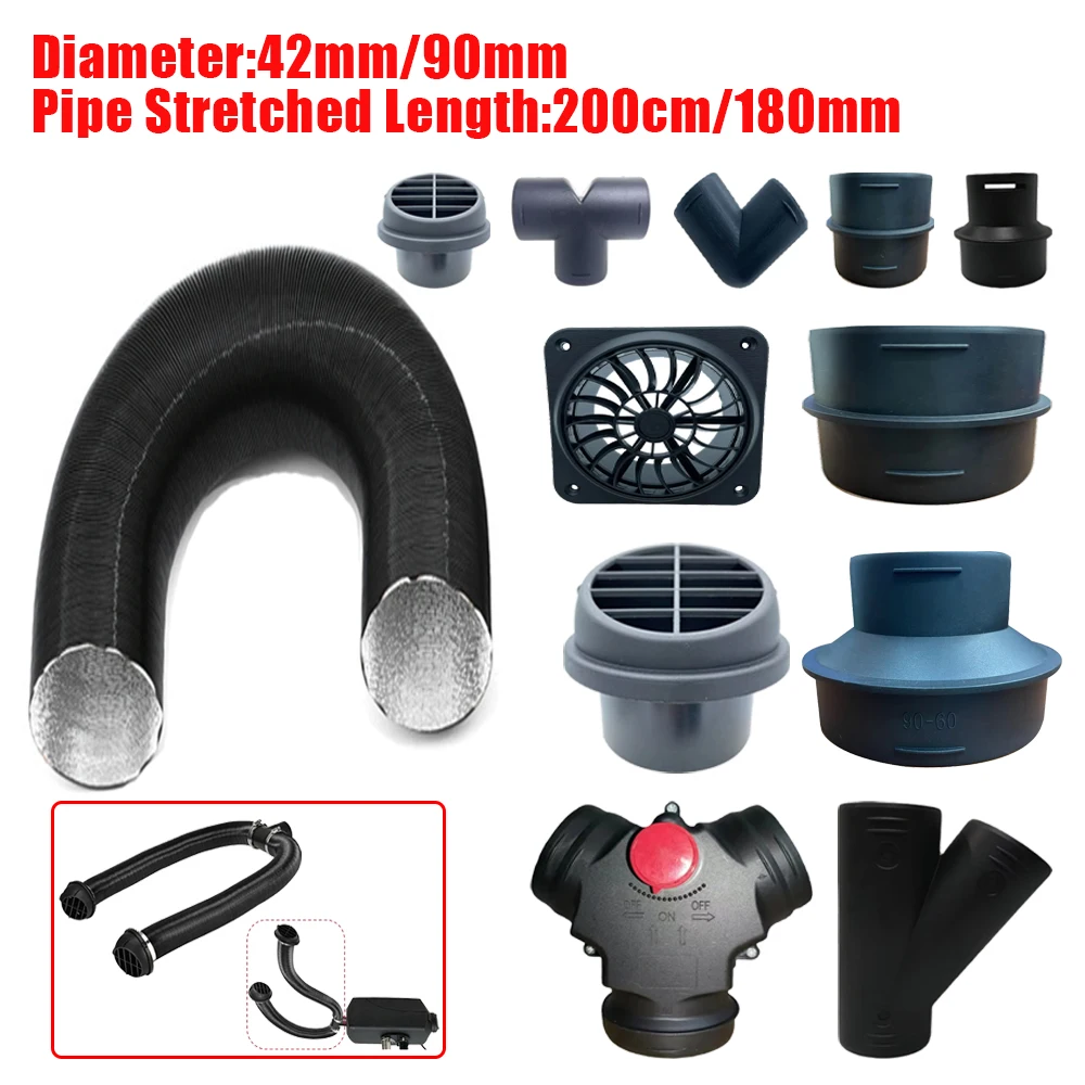 

Air Diesel Heater 42mm 90mm Diameter 2M 1.8M Length Duct Pipe Tube Hose Outlet Exhaust Joiner Connector For Webasto Eberspaecher