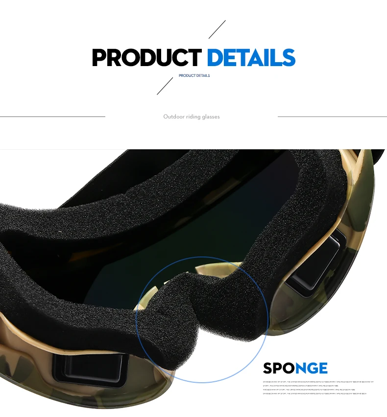 Große Skibrille mit farbigen Gläsern und stoßfesten, blendfreien Gläsern aus Schaumstoff für Outdoor-Sportarten, Snowboarden und Skifahren. – Detail 14