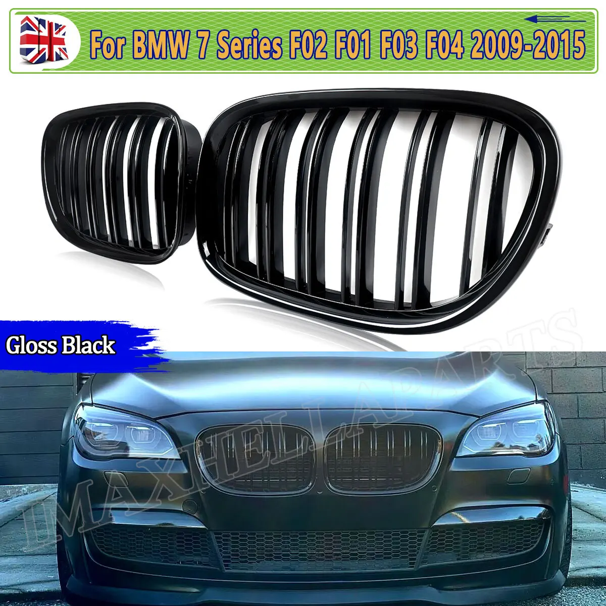 

Front Bumper Grille For BMW 7 Series F01 F02 730d 740i 750i 2009 2010 2011 2012 2013 2014 2015 Gloss Black Front Kidney Grille