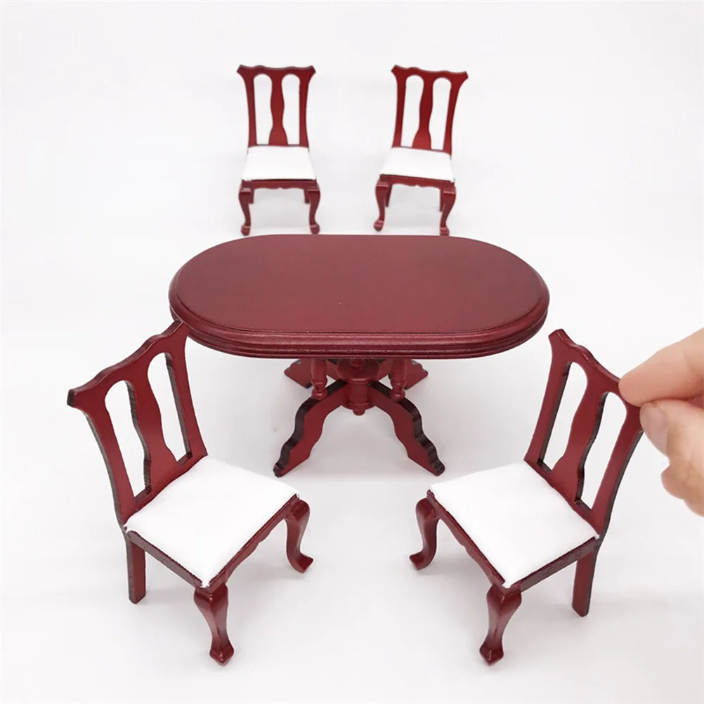 Minimuebles de casa en miniatura, mesa de comedor y silla de madera, Decoración de cocina, adorno, 1:12, 1 Juego