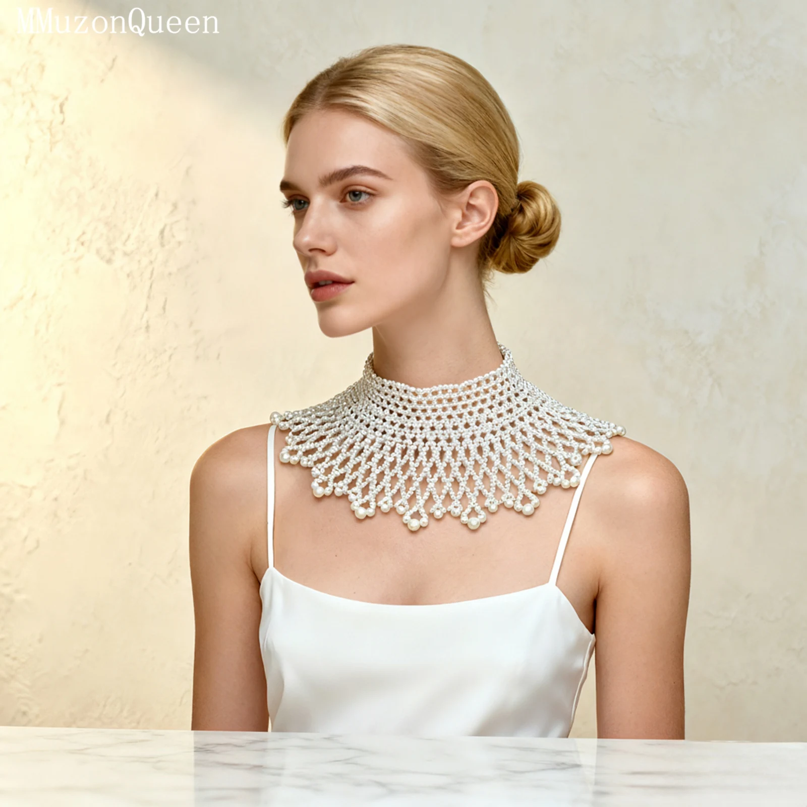 

TOPQUEEN жемчужная цепочка на ключицу, роскошное жемчужное ожерелье, женское болеро с жемчугом, короткий топ, аксессуары для платья, настраиваемые Vg105