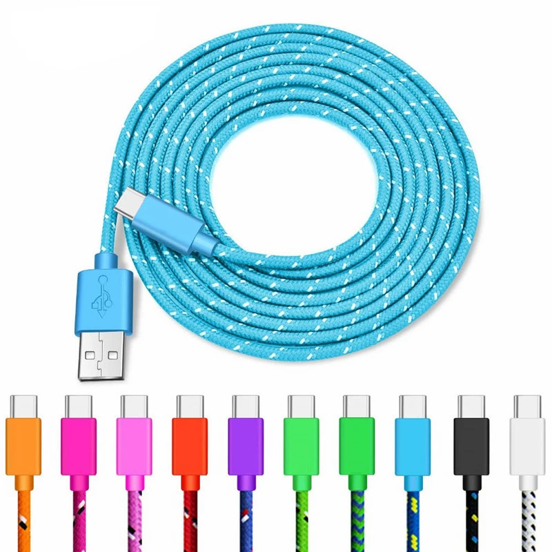 2A USB-auf-Typ-C-Ladekabel, Nylon-geflochtenes USB-auf-Typ-C-Kabel für schnelles Laden, kompatibel mit iPhone, Huawei, Xiaomi, Samsung