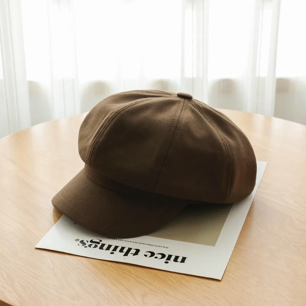 

Casual Duck Tongue Retro Berets Hat Solid Color JK Vintage Newsboy Cap Y2k Octagonal Painter Cap Girls
