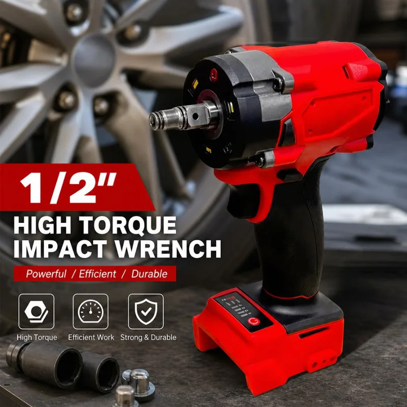 Avvitatore elettrico 500 N.M, 1/2", per riparazioni, avvitatore a impulsi brushless, avvitatore a batteria, 4 velocità, utensili elettrici per batteria Milwaukee 18V