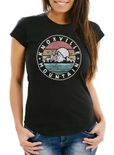 Damen T-Shirt Knoxville Mountain Logo Adventure Vintage Emblem Berge Fashion