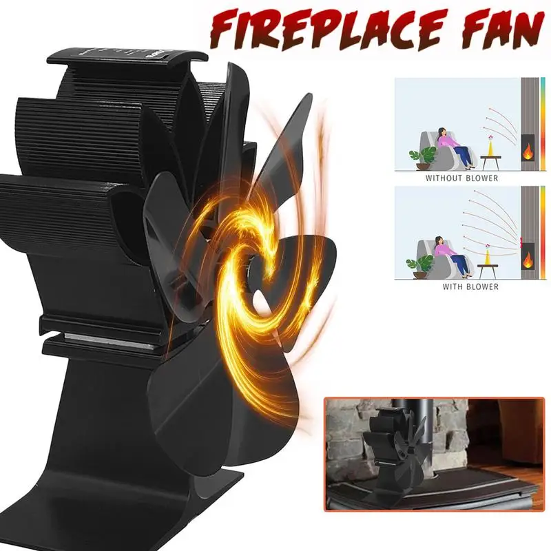 

Fireplace Fan 6 Blade Wood Stove Fan Silent Heat Power Eco Fan For Log Burner Wood-burning Stove Fan Home Indoor Heating Fan