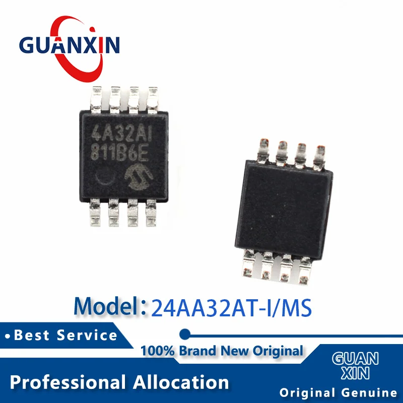 

100% New 24AA32AT-I/MS MSOP-8 Marking 4A32AI 24AA32