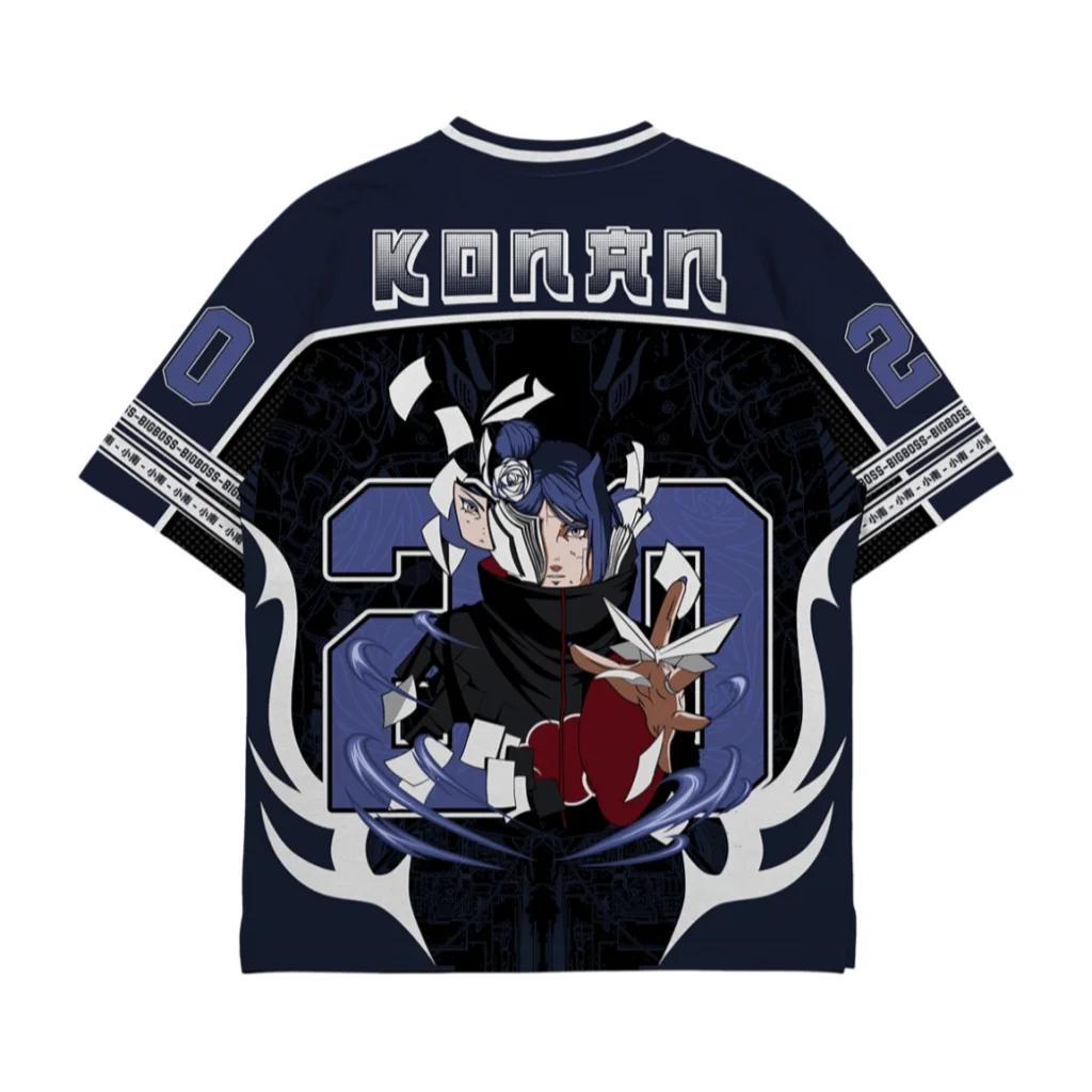 Naruto Akatsuki Konan American Retro Anime Jersey Men Women Kids Athleisure T-Shirt Summer Breathable Quick Dry Streetwear Top