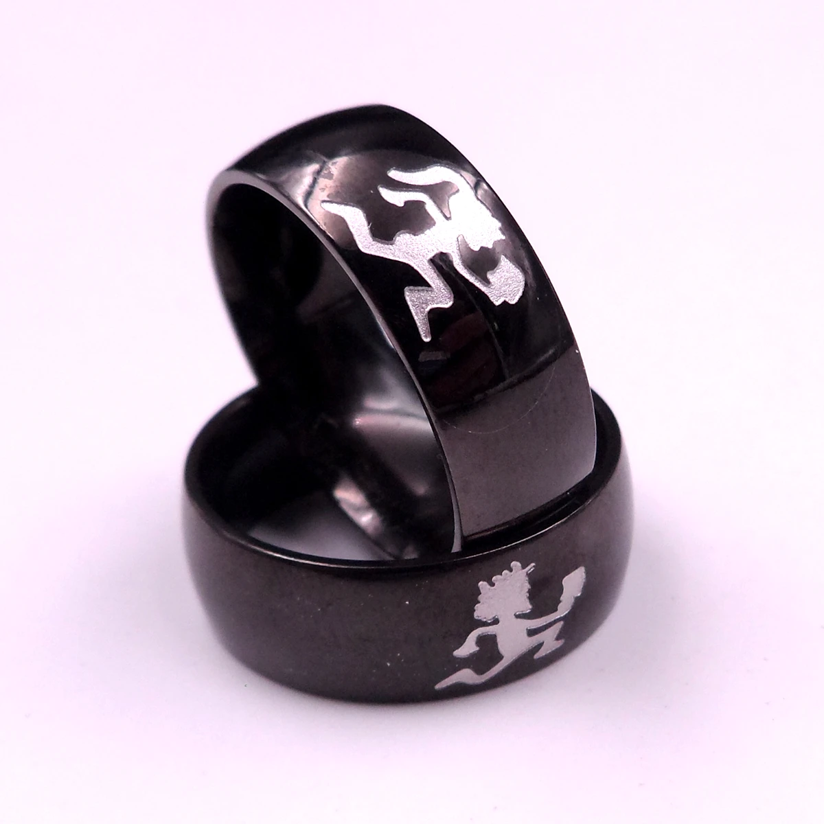 Black Plated Women Mens ICP Hatchetman Ring Stainless Steel Juggalette / Juggalo Rings 8-12#