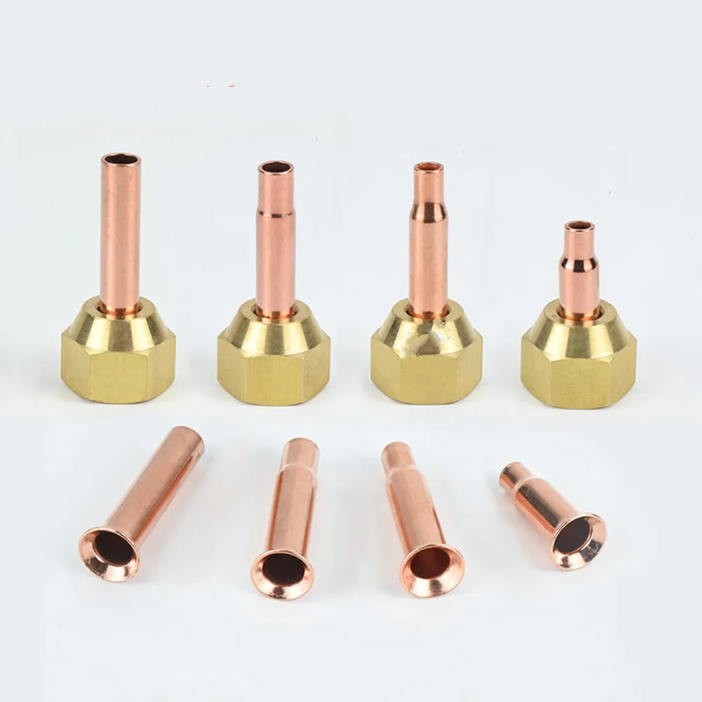 Pure Copper Flare Nipple Refrigeration Capillary Tube Welding Fitting Air Conditioner Refrigerator Copper Replacement Parts