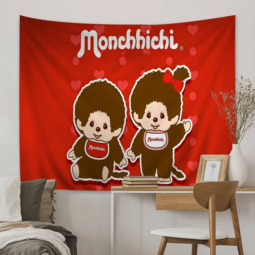 Japanese Cute Doll M-MonchhichiS Cartoon Tapestry Art Science Fiction Room Home Decor Wall Hanging Sheets